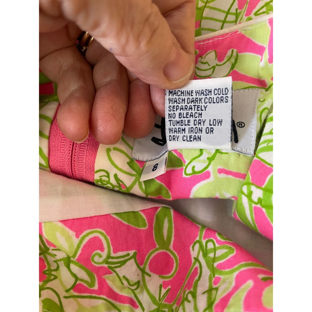 Lilly Pulitzer Vintage Shift Dress Pink Green Safari Jungle Animal Print Cotton - Picture 5 of 5